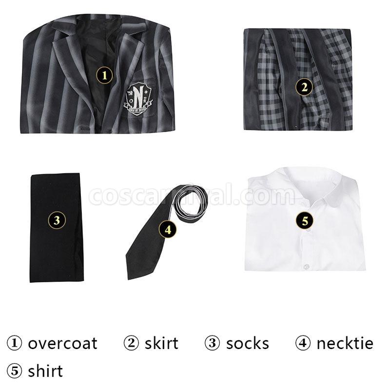 The Addams Family Wednesday Addams School Uniform Cosplay Costumes coscarnival01111338