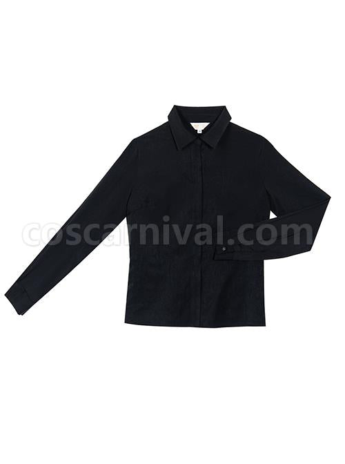 The Battle Of The Jedi Series Simple Black Classic Lolita Lapel Long Sleeve Shirt coscarnival