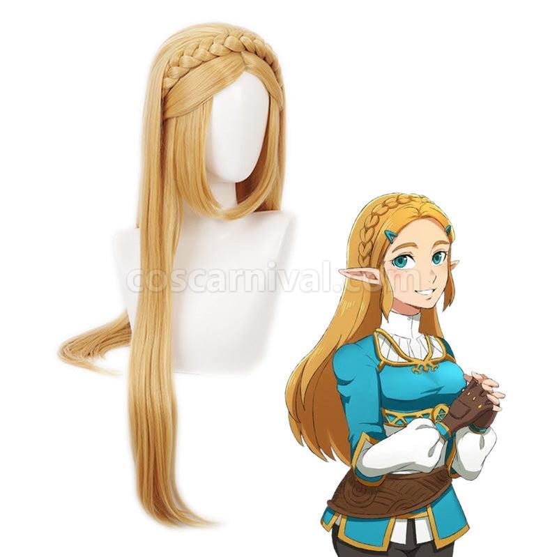 The Legend of Zelda Breath of the Wild Princess Zelda Long Blonde Cosplay Wigs coscarnival011116578