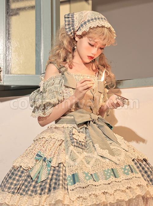 The-Little-Match-Girl-Series-Dropped-Shoulder-Lantern-Puff-Sleeves-Floral-Polka-Dot-Lace-Plaid-Hem-Classic-Lolita-Short-Sleeved-Dress-coscarnival-1990