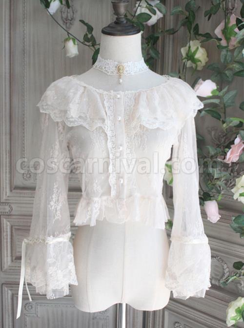 The Poetry Of Roses Series Classic Lolita Lace Elegant Sunscreen Shirt Short Blouse coscarnival