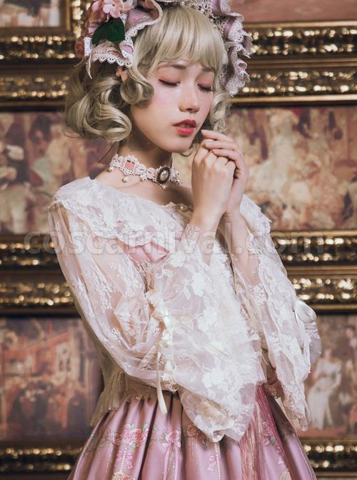The Poetry Of Roses Series Classic Lolita Lace Elegant Sunscreen Shirt Short Blouse coscarnival