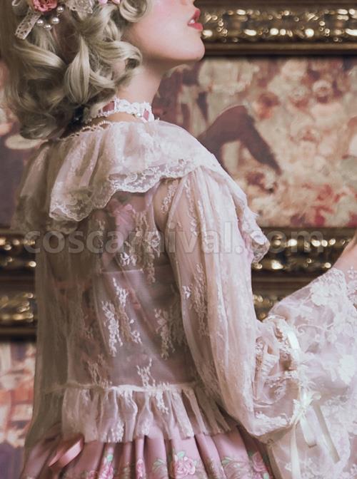 The Poetry Of Roses Series Classic Lolita Lace Elegant Sunscreen Shirt Short Blouse coscarnival