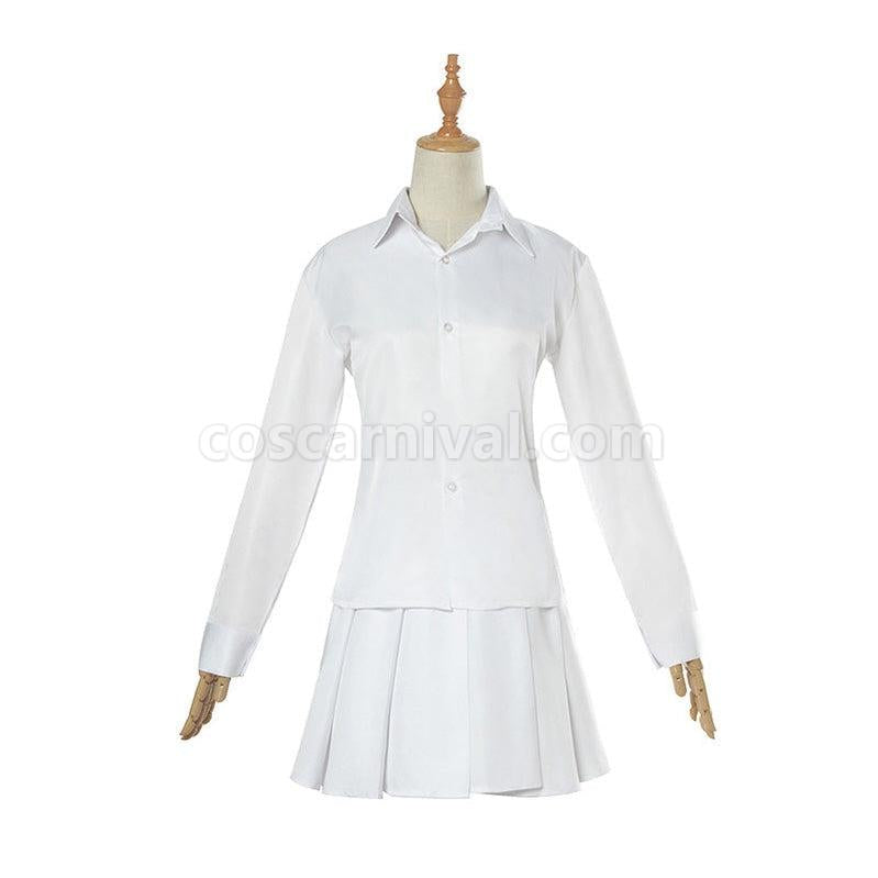 The Promised Neverland Emma White Shirt Skirt Suit Cosplay Costume With Free Tattoo Sticker coscarnival011116436