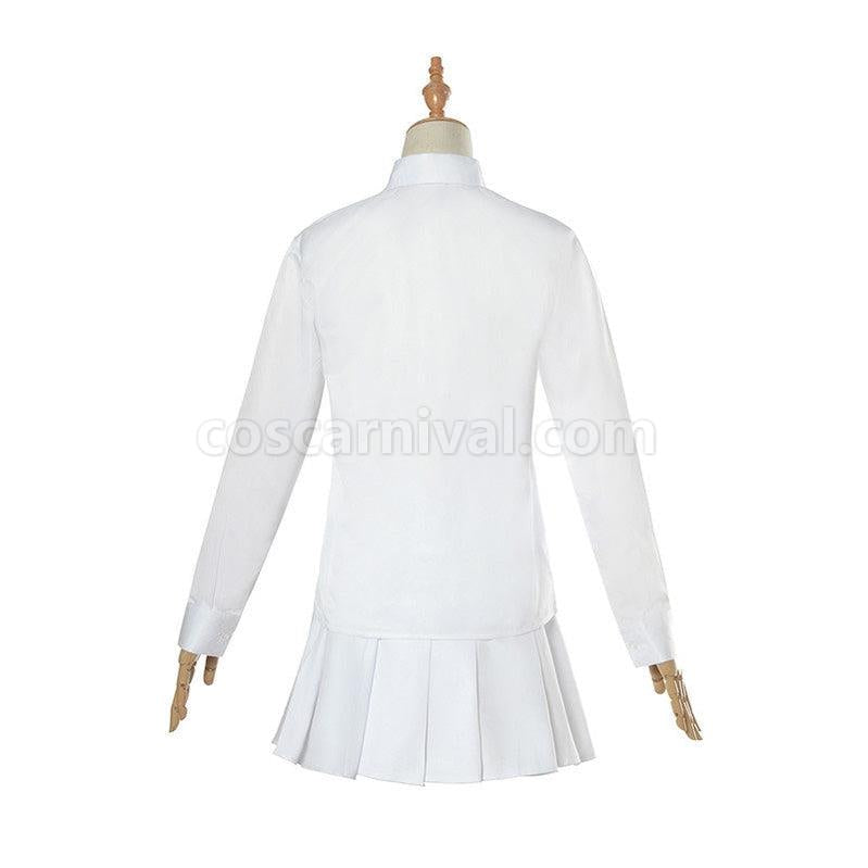 The Promised Neverland Emma White Shirt Skirt Suit Cosplay Costume With Free Tattoo Sticker coscarnival011116442