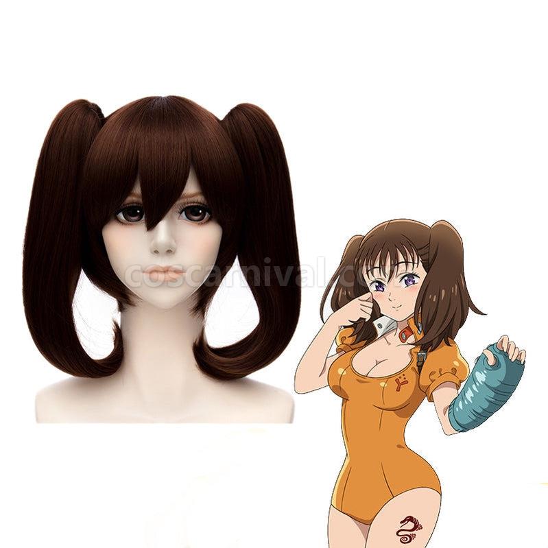 The Seven Deadly Sins Diane Short Brown Double Ponytail Cosplay Wigs coscarnival011116189