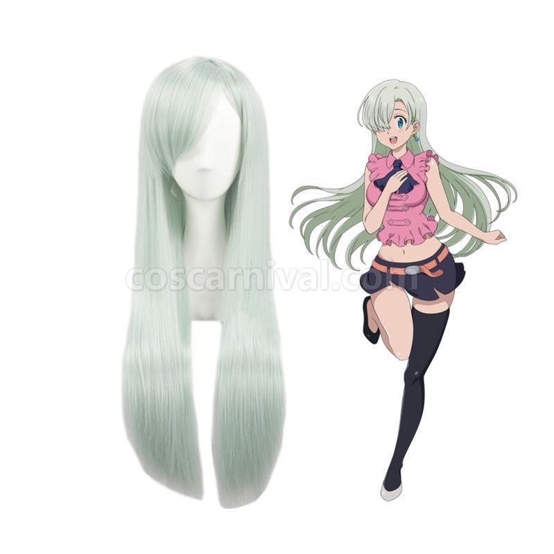 The Seven Deadly Sins Elizabeth Liones Long Light Green Cosplay Wigs coscarnival011116246