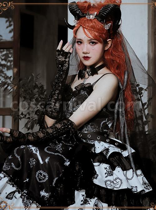 The Vampire Diaries Series JSK Type II Contrast Color Stitching Gothic Lolita Sling Dress coscarnival