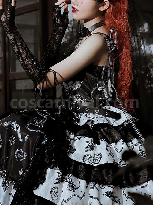 The Vampire Diaries Series JSK Type II Contrast Color Stitching Gothic Lolita Sling Dress coscarnival