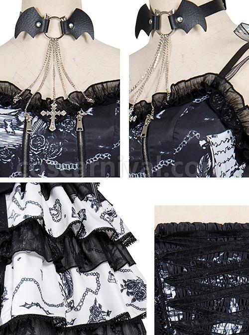 The Vampire Diaries Series JSK Type II Contrast Color Stitching Gothic Lolita Sling Dress coscarnival