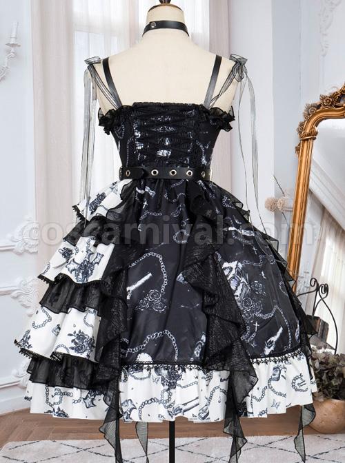 The Vampire Diaries Series JSK Type II Contrast Color Stitching Gothic Lolita Sling Dress coscarnival