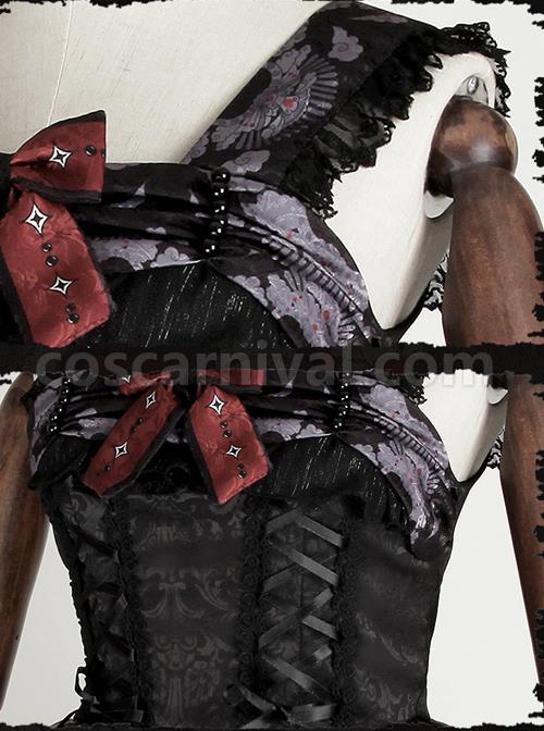 The Witch Image Series Double Layer JSK Small High Waist Full Placket Medium Length Halloween Gothic Lolita Sling Dress coscarnival