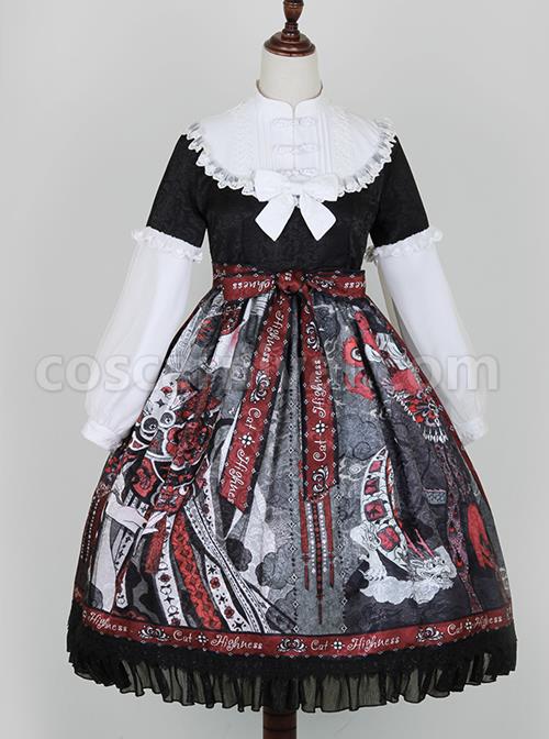 The Witch Image Series Lantern Sleeve OP Darkness Style Loli Halloween Gothic Lolita Long Sleeve Dress coscarnival