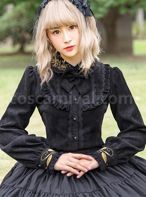 Thicken Corduroy Gothic Lolita Long Sleeve Shirt coscarnival