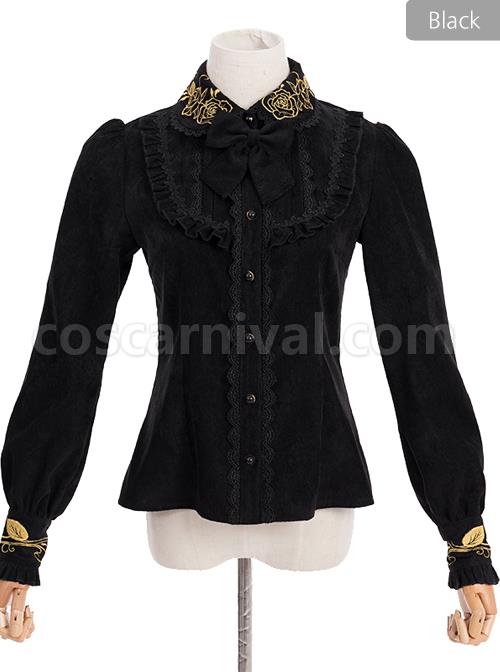 Thicken Corduroy Gothic Lolita Long Sleeve Shirt coscarnival