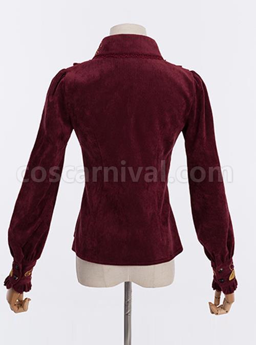 Thicken Corduroy Gothic Lolita Long Sleeve Shirt coscarnival