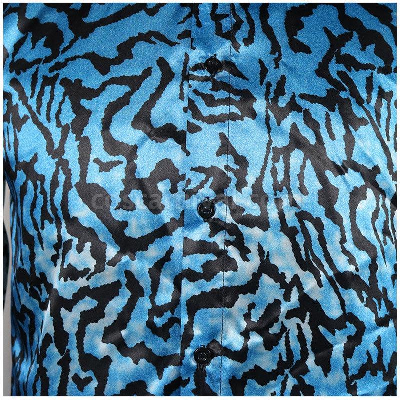 Tiger King Joe Exotic Shirt Yellow Blue Sequin Full Set Cosplay Costume coscarnival011114339