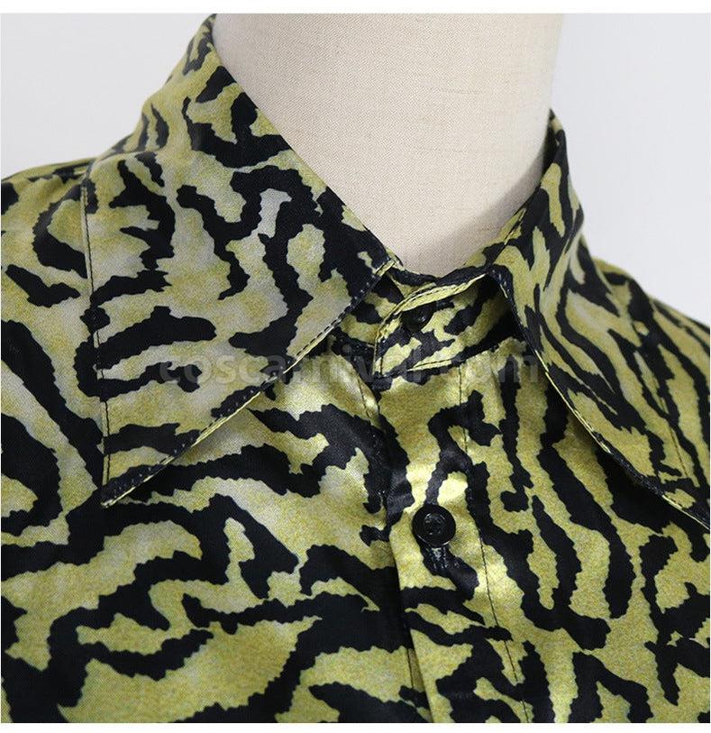 Tiger King Joe Exotic Shirt Yellow Blue Sequin Full Set Cosplay Costume coscarnival011114365