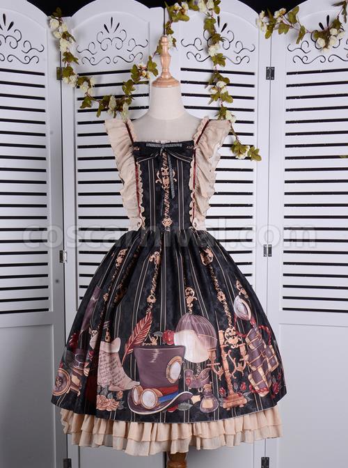 Travelers-Series-JSK-Printing-Retro-Classic-Lolita-Ruffle-Sling-Dress-coscarnival-1966