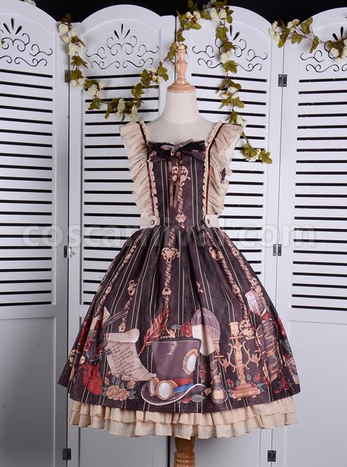 Travelers-Series-JSK-Printing-Retro-Classic-Lolita-Ruffle-Sling-Dress-coscarnival-1972