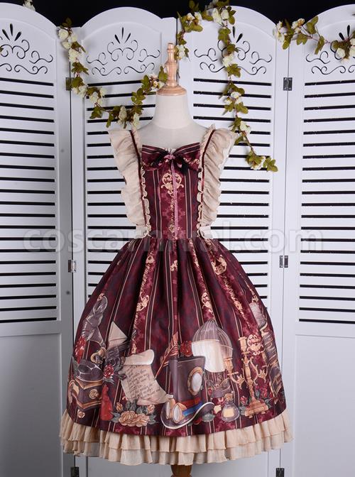 Travelers-Series-JSK-Printing-Retro-Classic-Lolita-Ruffle-Sling-Dress-coscarnival-1979