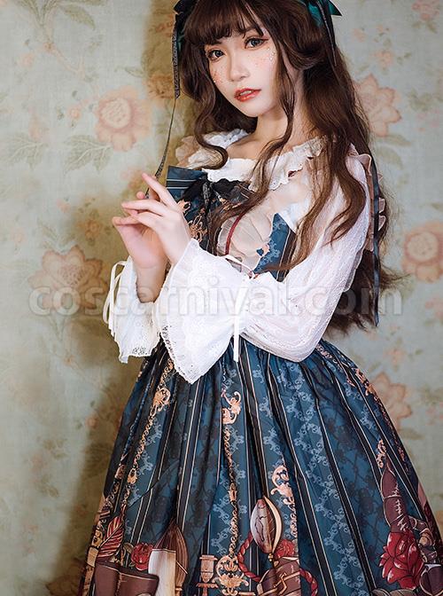 Travelers-Series-JSK-Printing-Retro-Classic-Lolita-Ruffle-Sling-Dress-coscarnival-1987