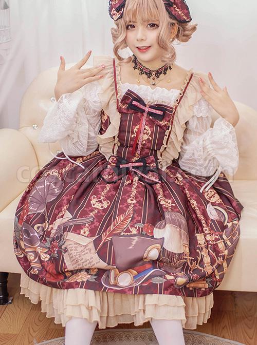 Travelers-Series-JSK-Printing-Retro-Classic-Lolita-Ruffle-Sling-Dress-coscarnival-1992