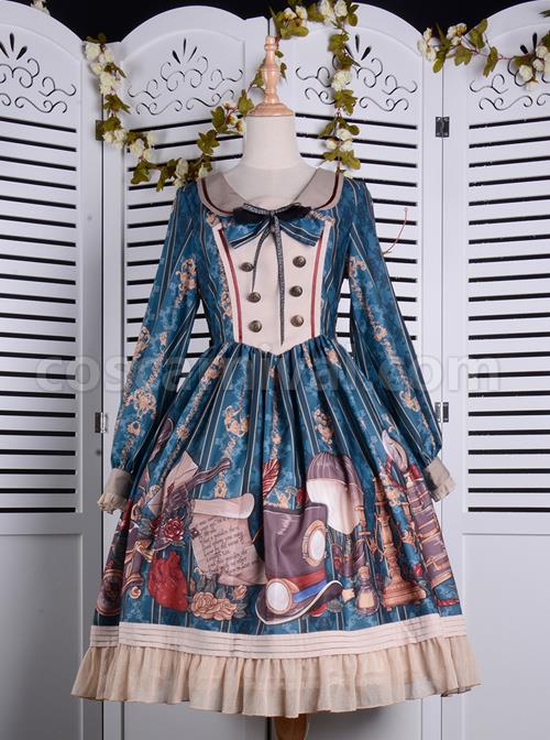Travelers-Series-OP-Printing-Retro-Classic-Lolita-Long-Sleeve-Dress-coscarnival-4347