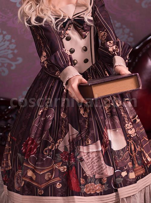 Travelers-Series-OP-Printing-Retro-Classic-Lolita-Long-Sleeve-Dress-coscarnival-4351