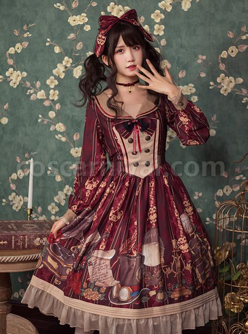 Travelers-Series-OP-Printing-Retro-Classic-Lolita-Long-Sleeve-Dress-coscarnival-4357