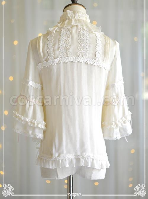 Trumpet Sleeve Stand Collar Chiffon Lolita Shirt