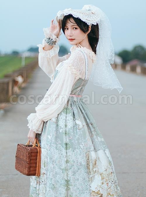 Twilight-Feast-Classic-Lolita-Elegant-Daily-Manor-Oil-Painting-Girl-JSK-Big-Bow-Lace-Pearl-Veil-Sling-Dress-Set-coscarnival-1978