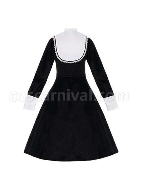 Twilight Prayer Series Nun Style False Collar Detachable Early Spring Retro Lantern Sleeve Gothic Lolita Long Sleeve Dress coscarnival