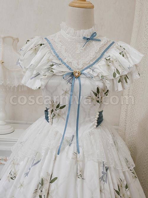 Ukiyo-Flower-Series-Elegant-Turtleneck-Ruffle-Print-Lace-Bow-Knot-Frenulum-Short-Sleeve-Classic-Lolita-Dress-coscarnival-1953