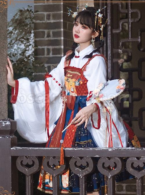 Ukiyo-Series-JSK-Japanese-Style-Fine-Print-Blue-Three-Layer-Hem-Bow-Knot-Girdle-Decoration-Sleeveless-Dress-Set-coscarnival-1946