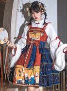 Ukiyo-Series-JSK-Japanese-Style-Fine-Print-Blue-Three-Layer-Hem-Bow-Knot-Girdle-Decoration-Sleeveless-Dress-Set-coscarnival-1952