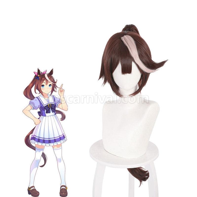 Uma Musume Pretty Derby Tokai Teio Brown Long Ponytail Cosplay Wigs coscarnival011111768