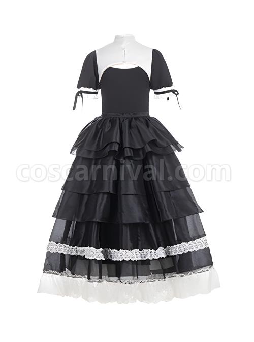 Undead Prayer Series Nun Style Black-White Cross Embroidered Fishtail Skirt Lace Cover Skirt Gothic Lolita Short-Sleeved Dress coscarnival