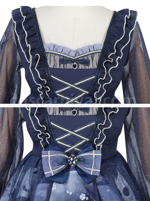 Unicorn Series OP Chiffon Retro Gothic Long Sleeve Dress coscarnival