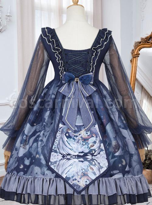 Unicorn Series OP Chiffon Retro Gothic Long Sleeve Dress coscarnival