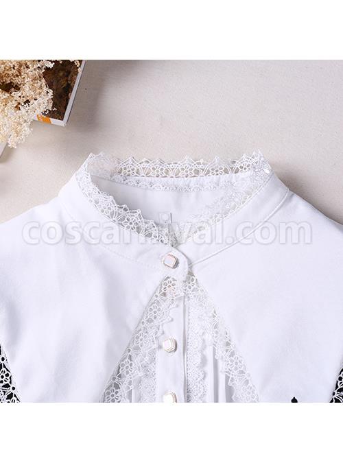 Unknown Poem Series Cross Embroidery Gothic Lolita Black Long Sleeve Dress coscarnival