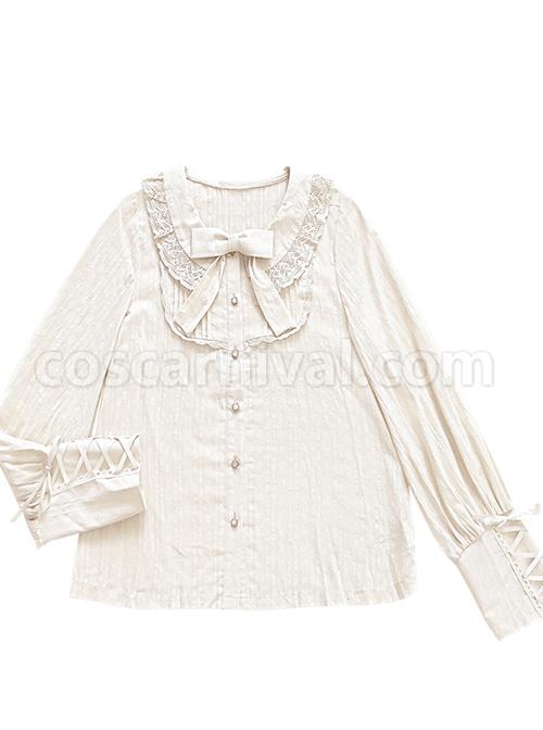 Vanilla Latte Series Retro Elegant Classic Lolita Long Sleeve Shirt coscarnival
