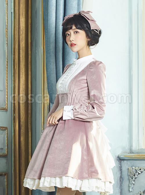 Velour-Long-Sleeve-Pearl-Buttons-Classic-Lolita-Dress-coscarnival-4352