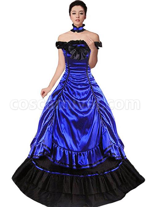 Victorian Aristocratic Gorgeous Blue Gothic Lolita Prom Dress coscarnival