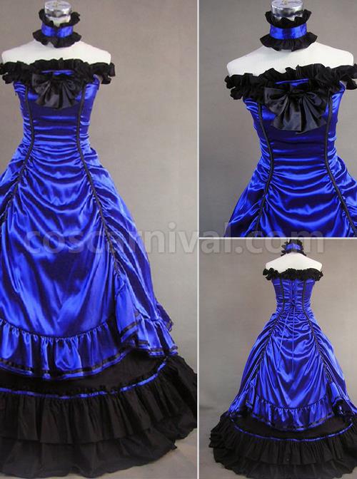 Victorian Aristocratic Gorgeous Blue Gothic Lolita Prom Dress coscarnival