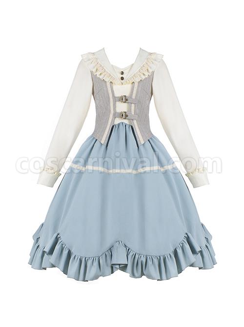 Vintage-Elegant-Lace-V-Neck-False-Three-Pieces-Petal-Hem-Design-Classic-Lolita-Long-Sleeve-Dress-coscarnival-1919