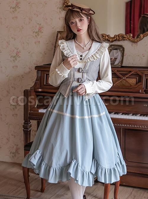 Vintage-Elegant-Lace-V-Neck-False-Three-Pieces-Petal-Hem-Design-Classic-Lolita-Long-Sleeve-Dress-coscarnival-1923