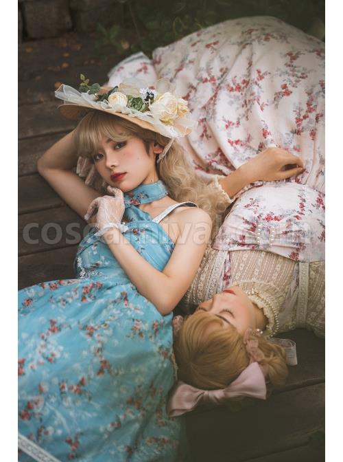 Vintage-Elegant-Small-Floral-Print-Jacquard-Lace-Decoration-Pleated-Double-Row-Pearl-Classic-Lolita-Detachable-Halter-Neck-Design-Dress-coscarnival-1906