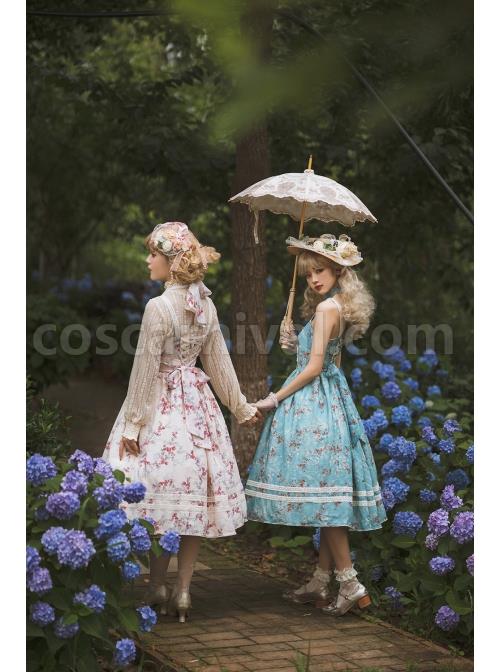 Vintage-Elegant-Small-Floral-Print-Jacquard-Lace-Decoration-Pleated-Double-Row-Pearl-Classic-Lolita-Detachable-Halter-Neck-Design-Dress-coscarnival-1939