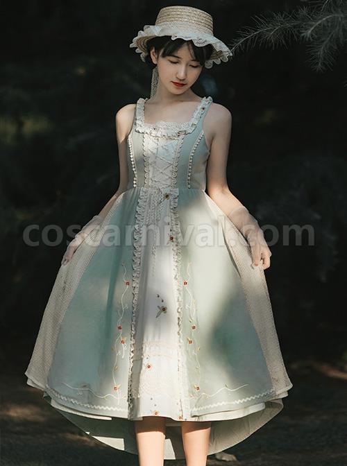 Vintage-Gentle-Rustic-Style-Square-Neck-Lace-Decoration-Flower-Vines-Embroidered-Front-Short-Back-Long-Hem-Classic-Lolita-Sleeveless-Dress-Set-coscarnival-1476